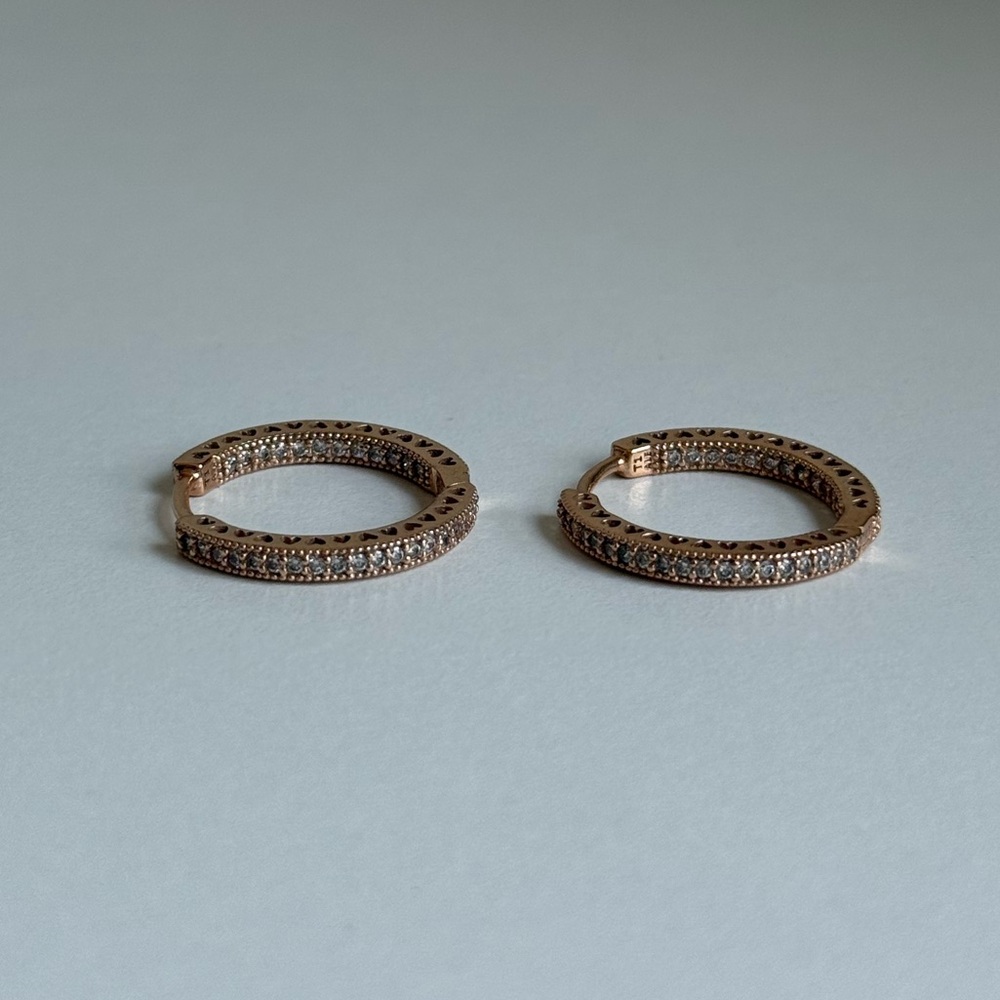 Pandora Rose Gold Sparkling Hoop Earrings
